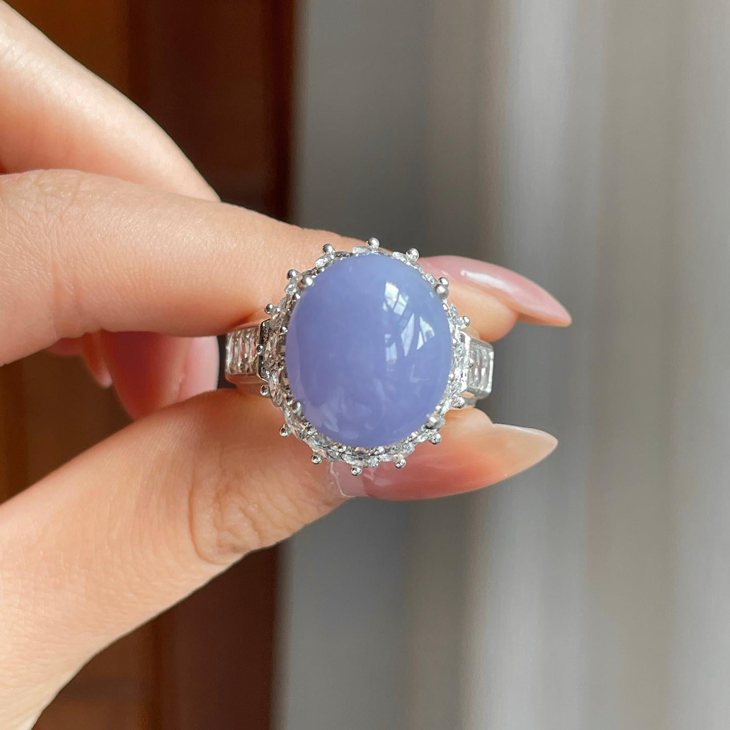 铜托糯冰紫罗兰翡翠蛋面（yc348937）