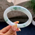 大圈口 细糯种飘花正圈平安镯58圈 天然缅甸A货翡翠（yc460689）