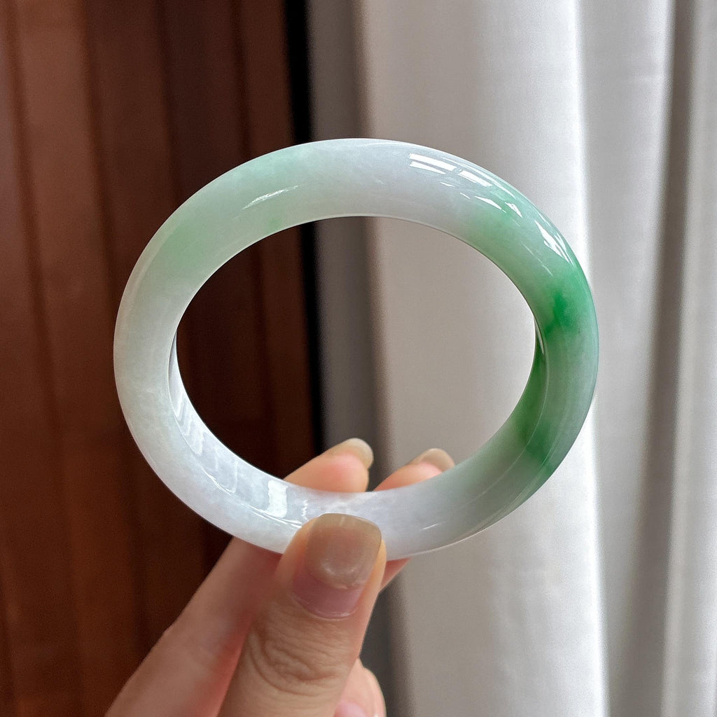 细糯种带色正圈平安镯 55圈 天然A货缅甸翡翠（yc484420）