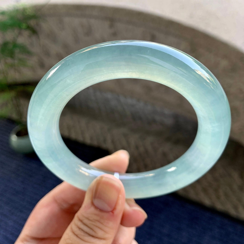 冰种淡蓝底圆条手镯（58.5mm）（yc249474）