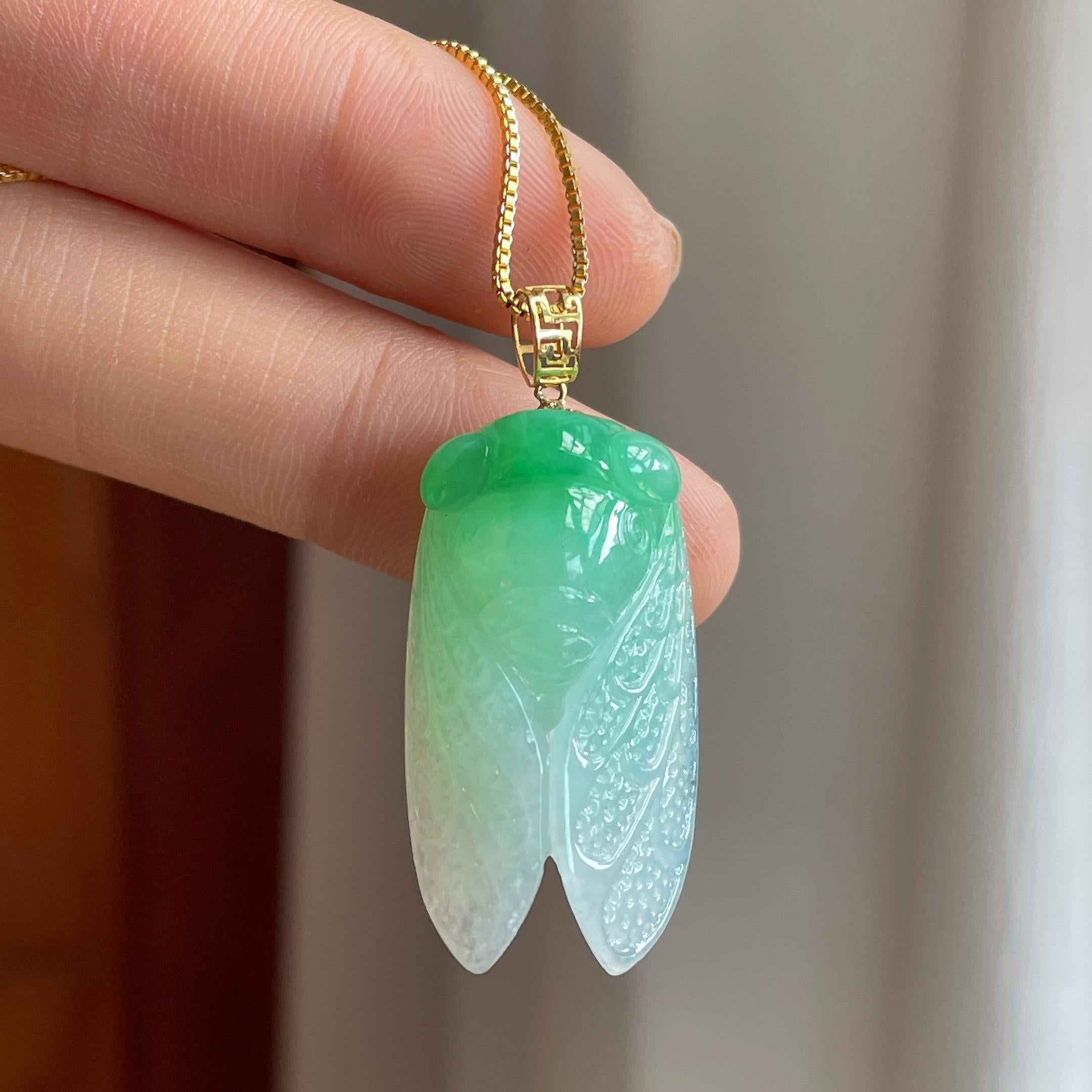 18k 金扣糯冰种带色翡翠一鸣惊人（yc313910）