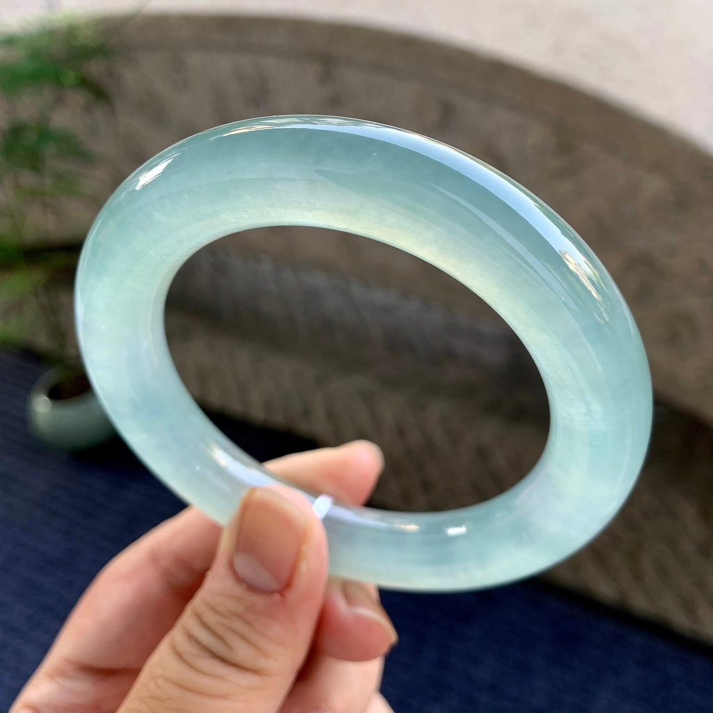 冰种淡蓝底圆条手镯（58.5mm）（yc249474）