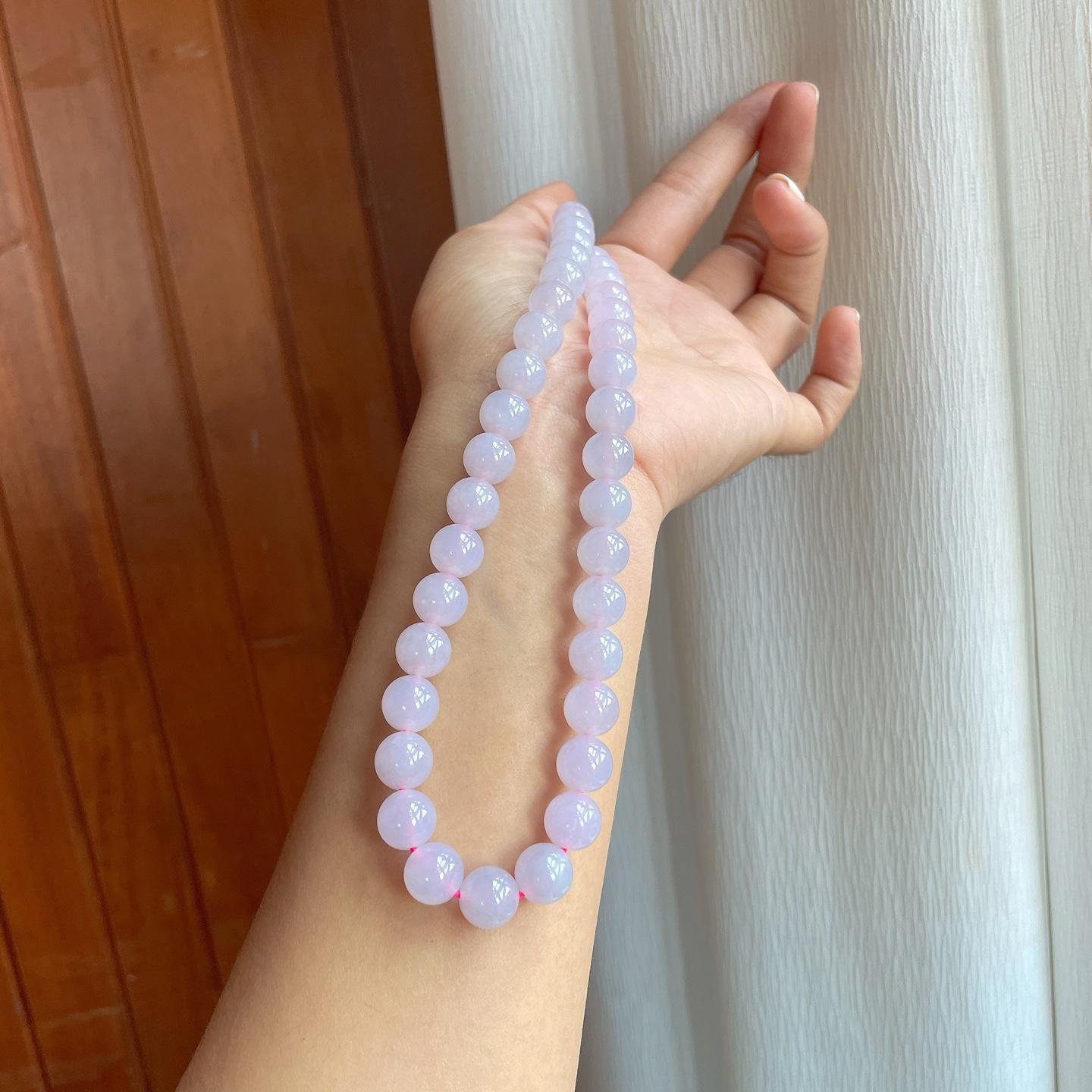 糯冰淡春底翡翠珠串项链（yc257271）