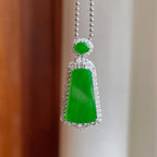 18k真金真钻镶糯冰满绿翡翠无事牌（yc246176）