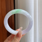 糯冰椿带彩翡翠平安镯（60mm）（yc270331）