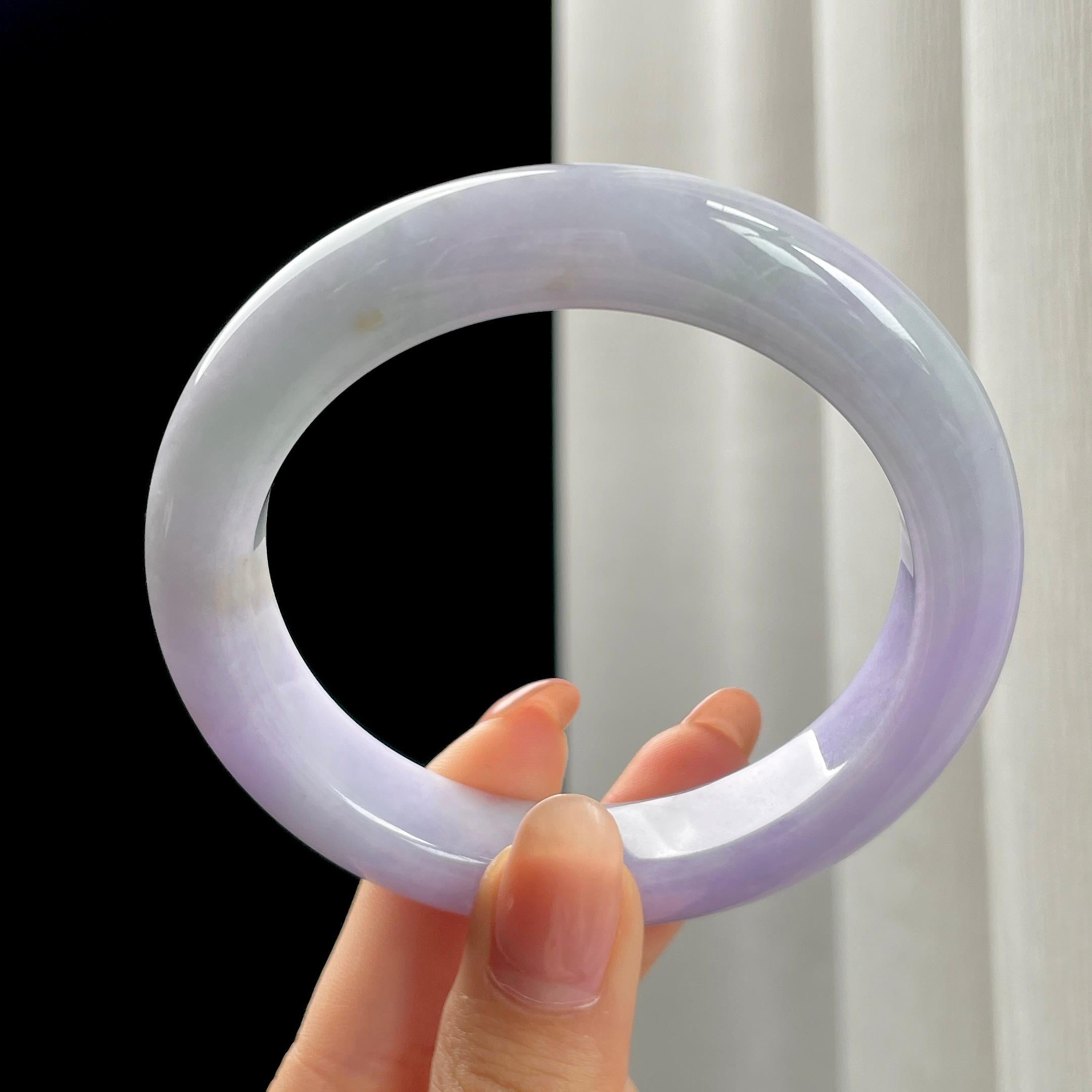 糯冰春带彩翡翠平安镯（58mm)（yc348962）