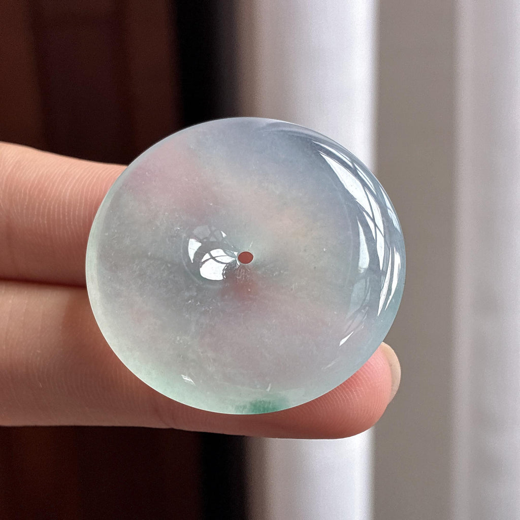 冰种飘花平安扣挂件 天然缅甸A货翡翠（yc482168）