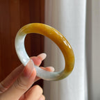 糯冰黄翡翡翠平安镯（56.7mm）（yc266558）