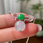 18k金钻镶糯冰种无色圆珠项链   天然缅甸A货翡翠（yc319028）