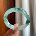 冰种飘蓝花翡翠平安镯（53mm）（yc228073）