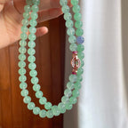 冰种晴绿底翡翠珠串项链（yc247175）
