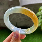 细糯种黄加绿飘蓝花正圈平安镯56圈   天然缅甸A货翡翠（yc321399）
