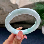 大圈口  细糯种飘绿花正圈平安镯59圈   天然缅甸A货手镯（yc441150）
