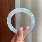 冰种淡底色翡翠圆条手镯（53mm)（yc329561）