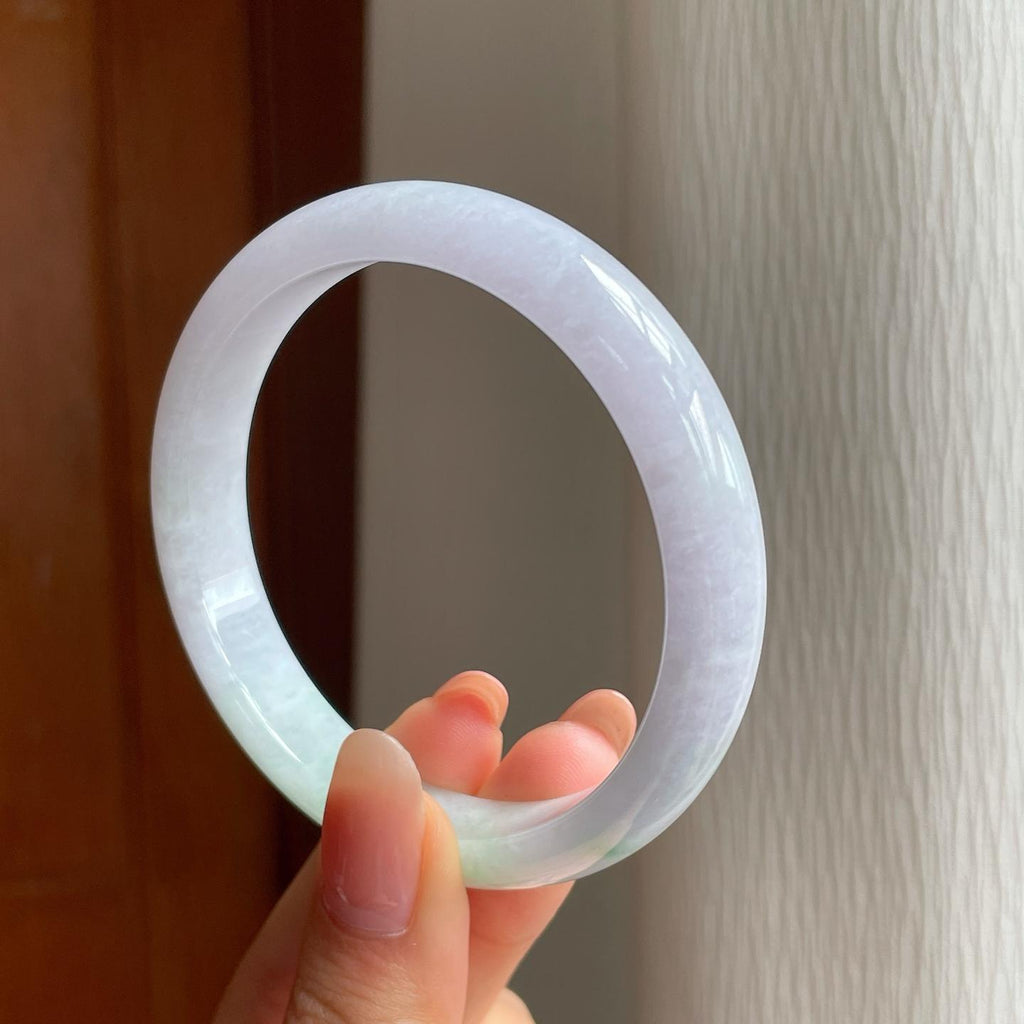 糯冰淡春底翡翠平安镯（58mm)（yc347290）