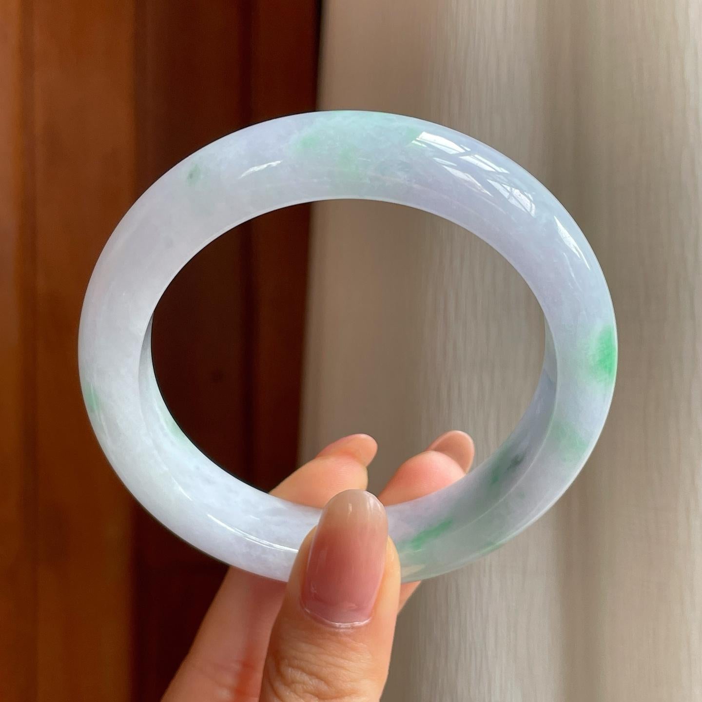 糯冰带色翡翠平安镯（58mm)（yc345408）