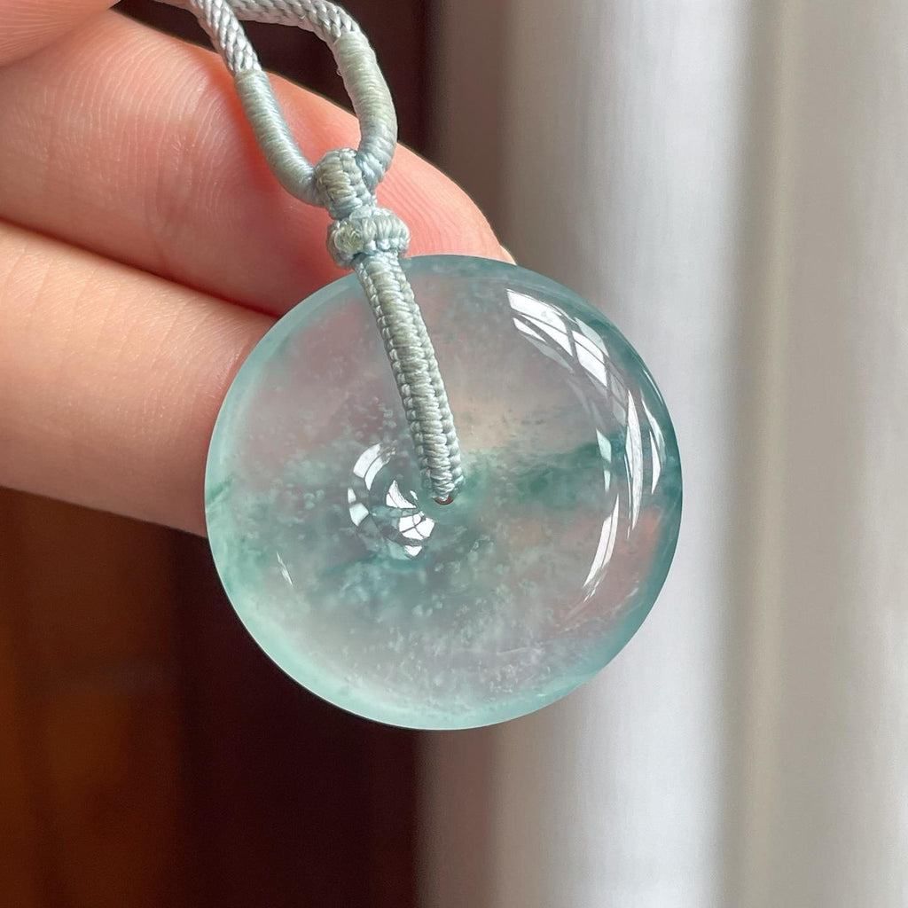 冰种飘花翡翠平安扣（yc248536）