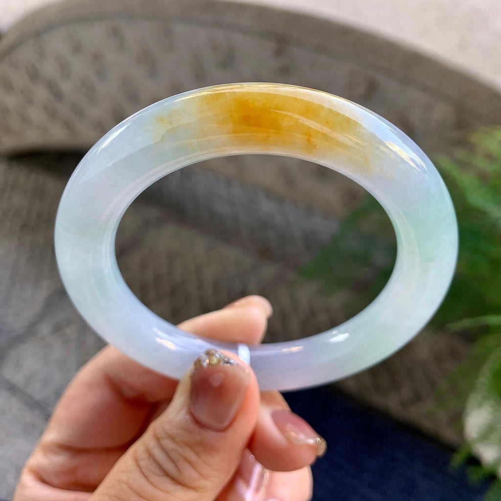 糯冰种黄翡圆条手镯（54.2mm）（yc276214）