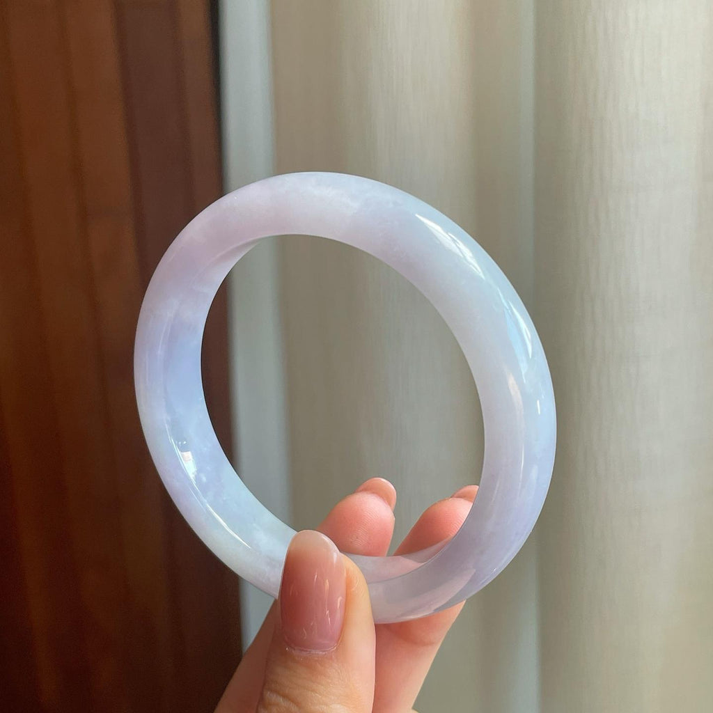 糯冰淡春底翡翠平安镯（57mm)（yc329482）