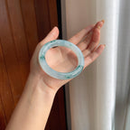 冰种飘花翡翠圆条手镯(58mm)（yc423148）