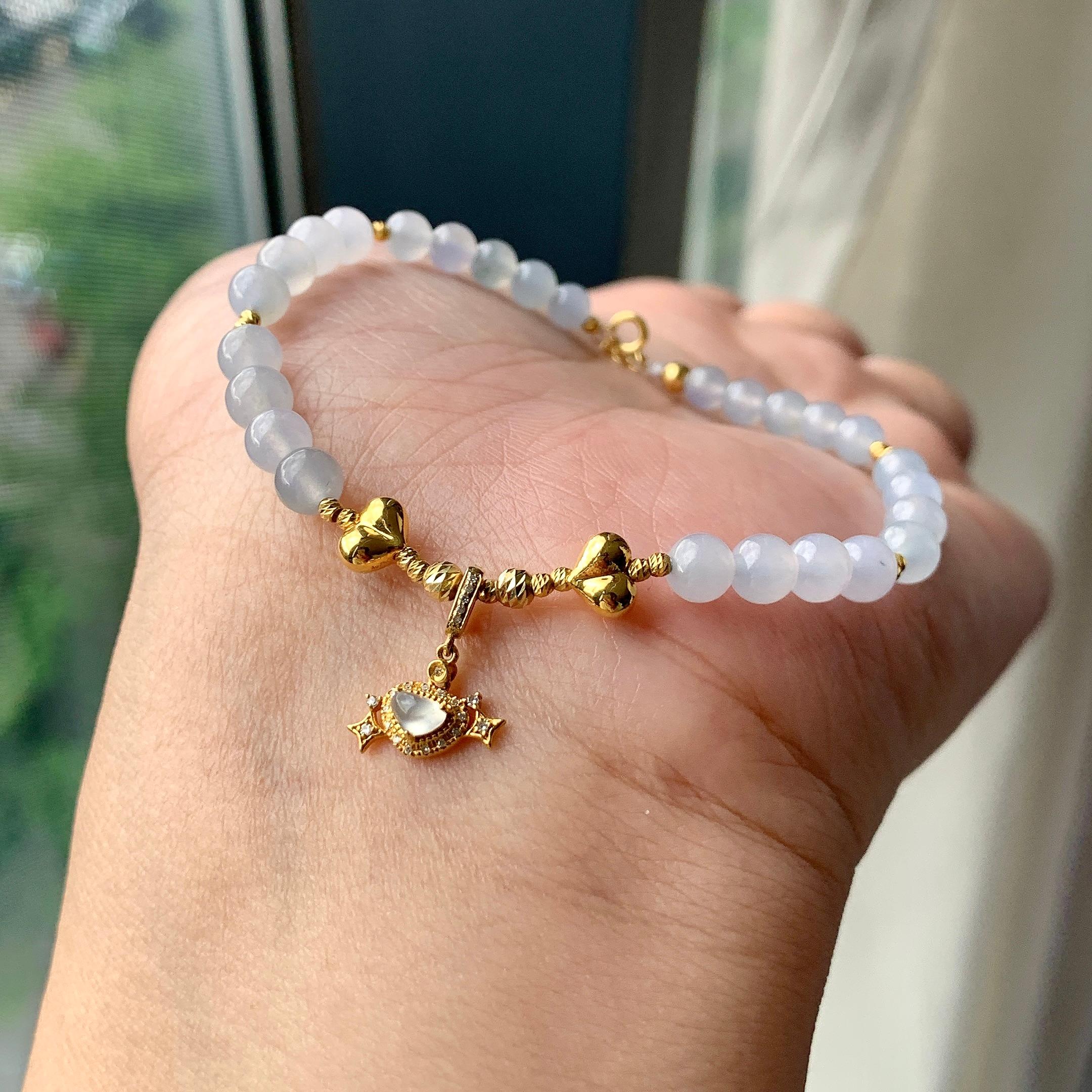 糯冰种淡紫罗兰手链（yc230955）