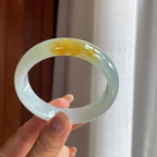 冰种黄翡翡翠平安镯(55.5mm)（yc420202）
