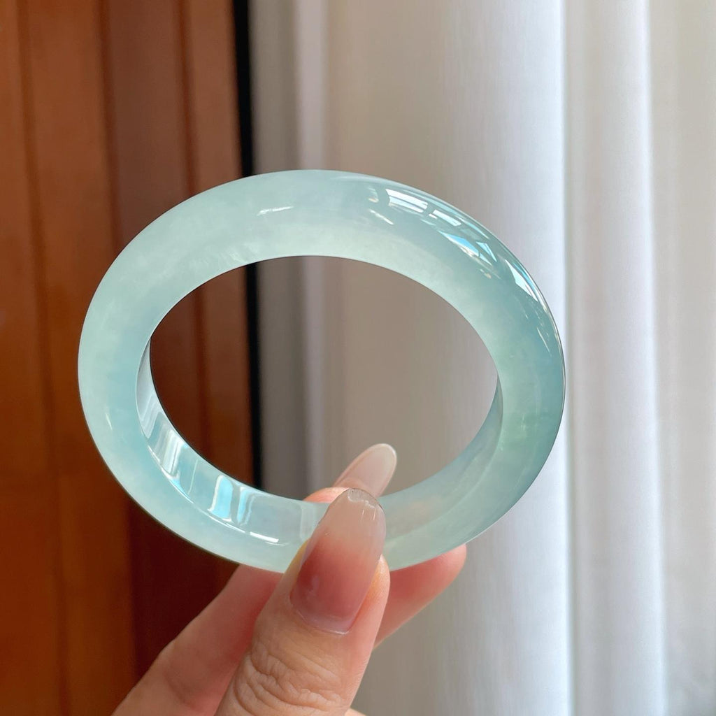 冰种淡晴水翡翠平安镯（55.4mm）（yc272822）