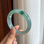 糯冰蓝晴飘花翡翠平安镯（55.8mm)（yc424280）
