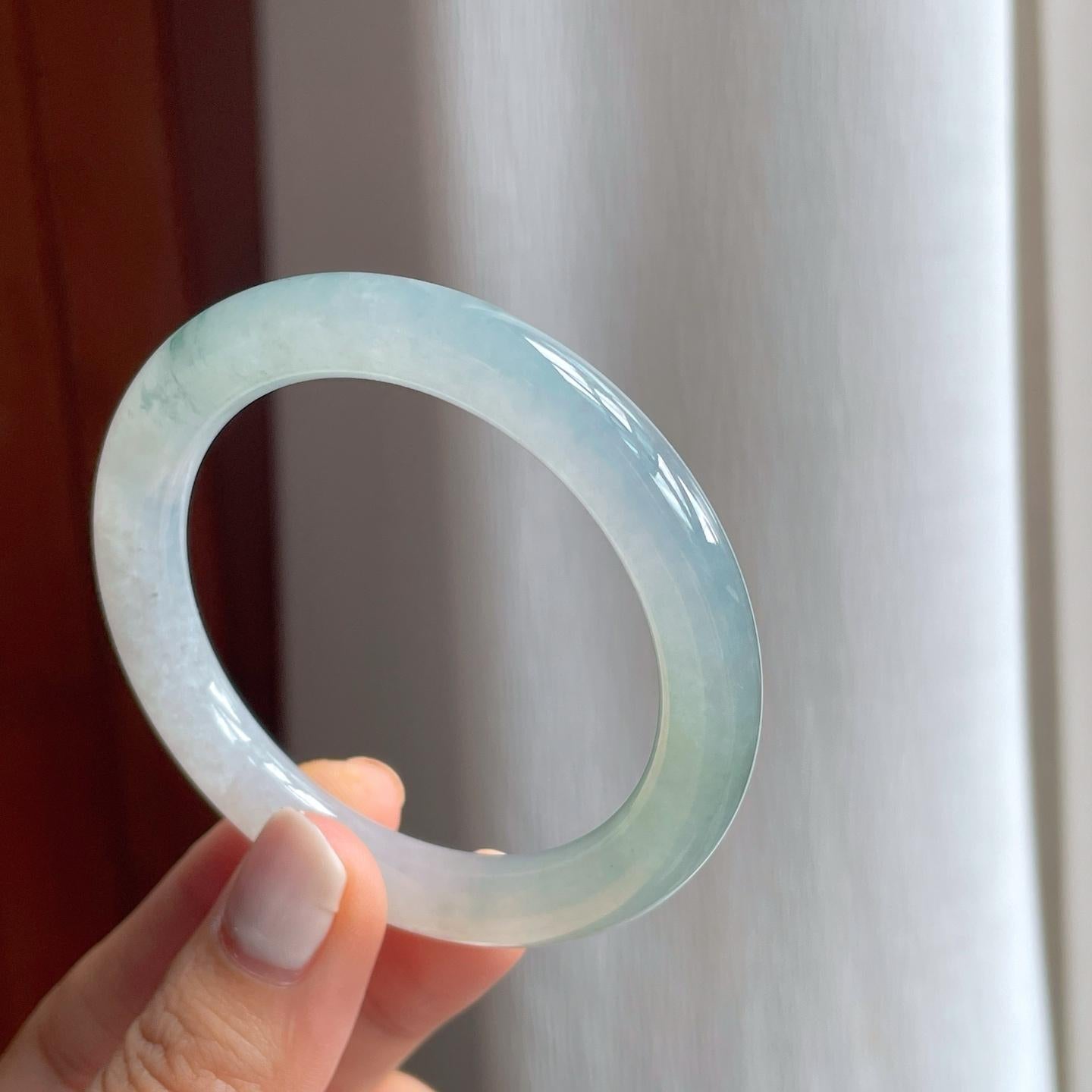 冰种飘花翡翠圆条手镯（50.5mm）（yc254044）