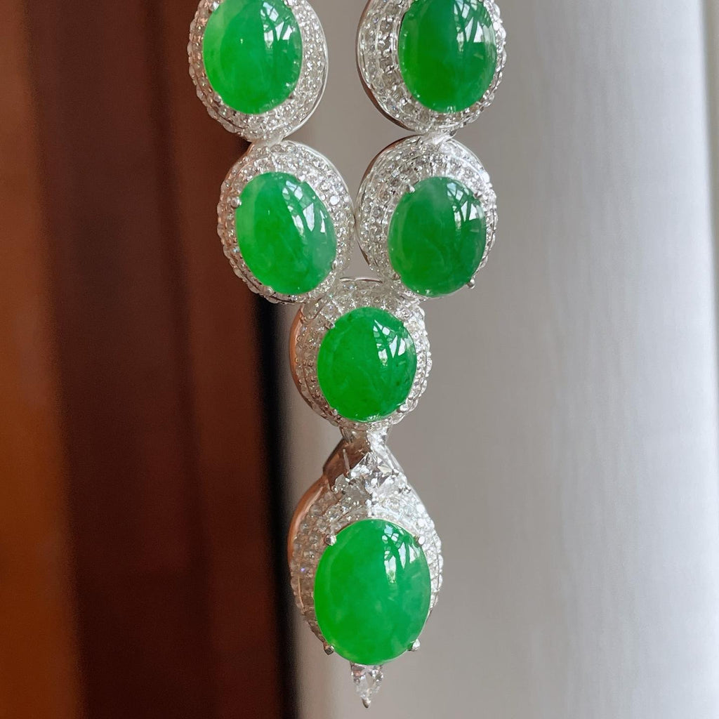 铜托糯冰满绿翡翠套链（yc251706）