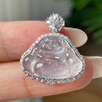 18k金钻镶冰种无色佛公吊坠      天然缅甸A货翡翠（yc409691）