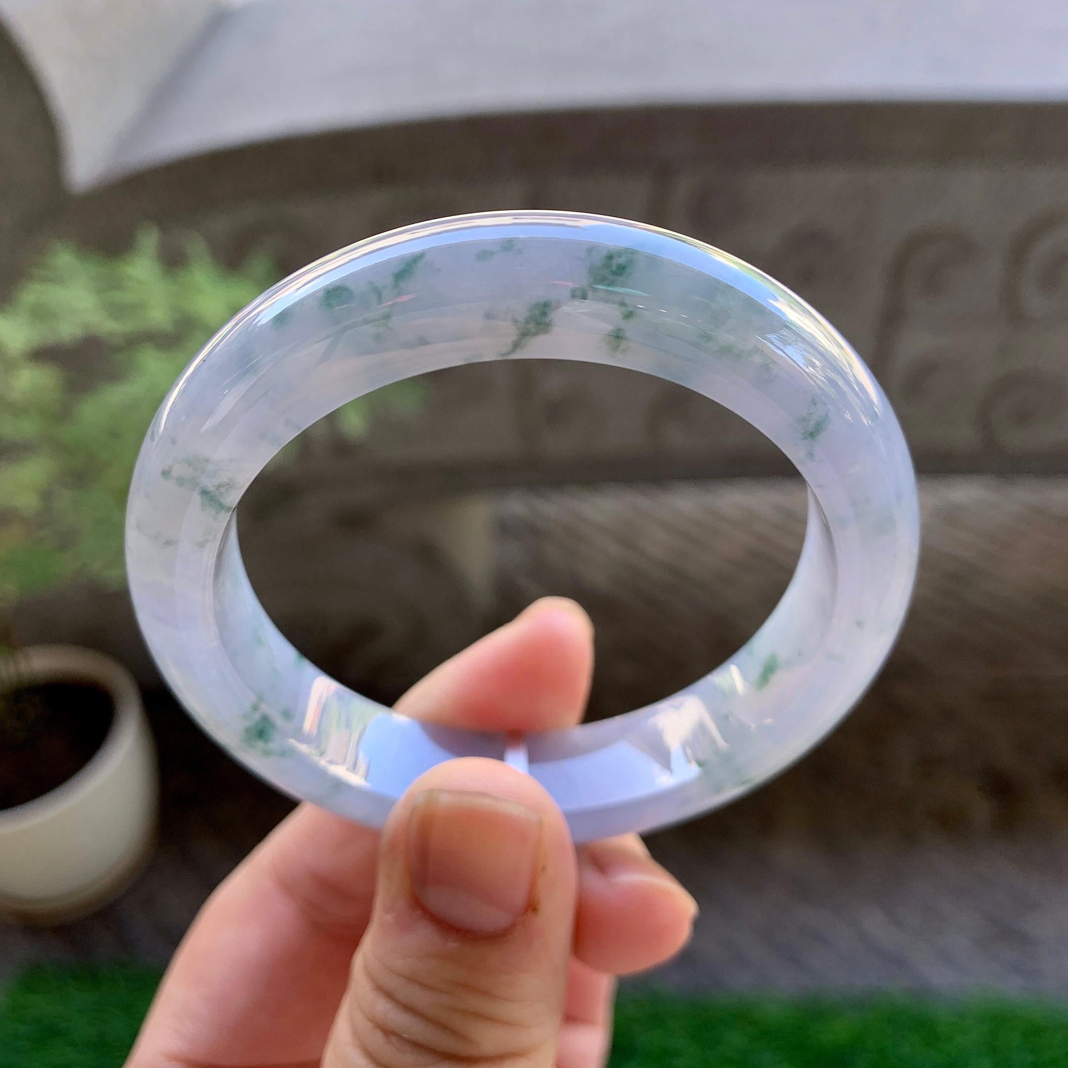 细糯种紫罗兰飘花平安镯（52mm）（yc246656）