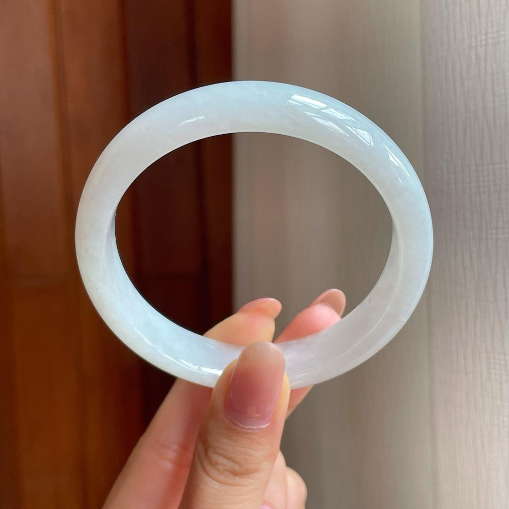 糯冰白月光翡翠平安镯（58.7mm)（yc373977）