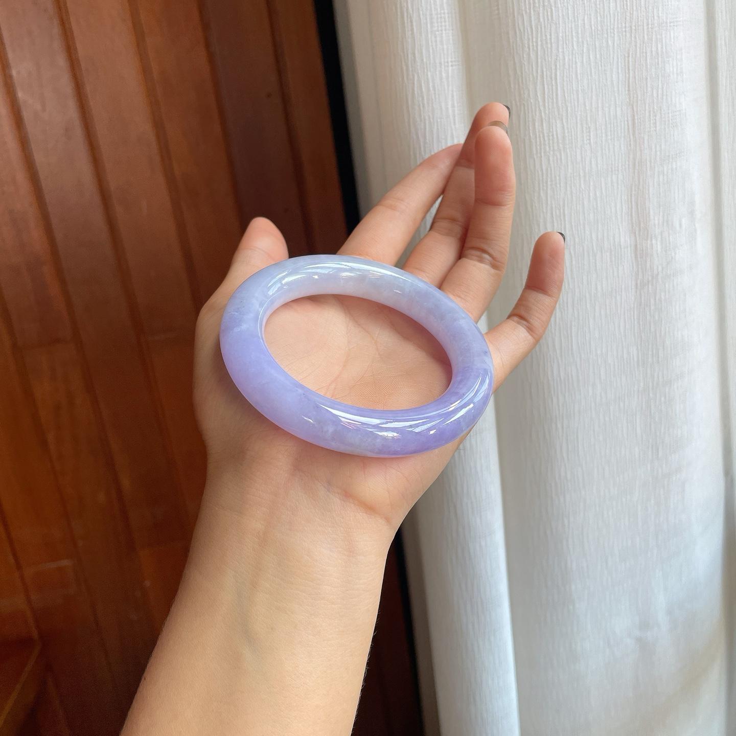 糯冰紫罗兰翡翠圆条手镯（56.6mm）（yc278731）