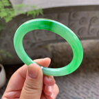 细糯种飘阳绿圆条手镯（54mm）