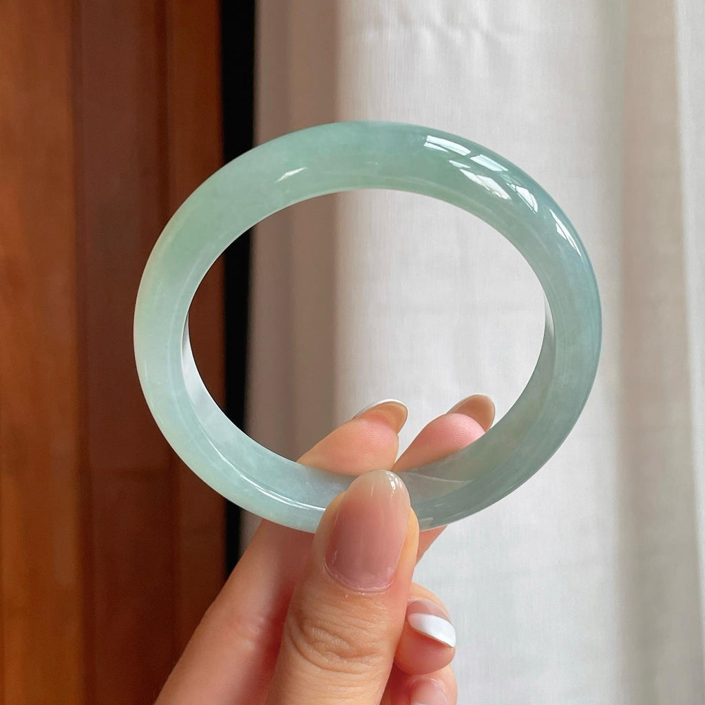 糯冰晴底翡翠平安镯（55.2mm)（yc374789）