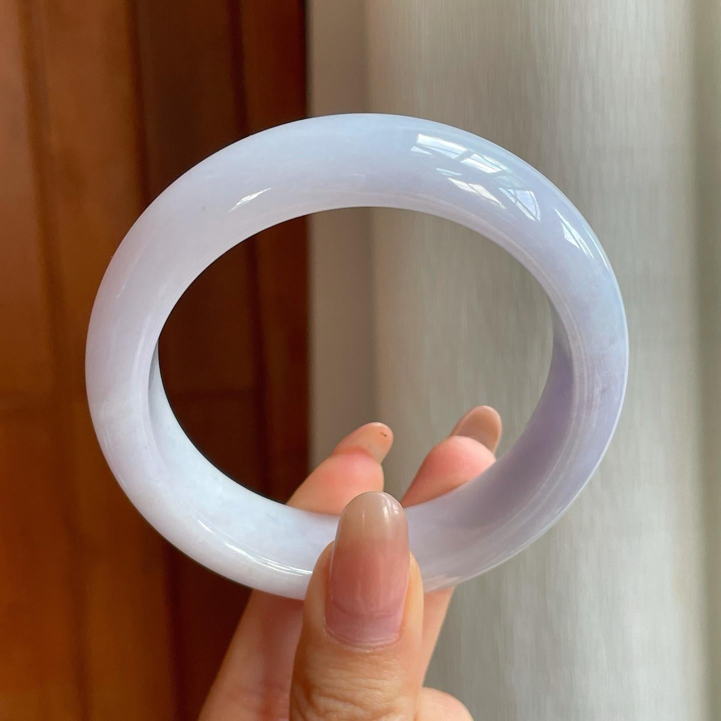 糯冰带色宽版翡翠平安镯（57mm）（yc365768）