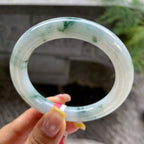 细糯种飘花圆条手镯54圈          天然缅甸A货翡翠（yc390011）