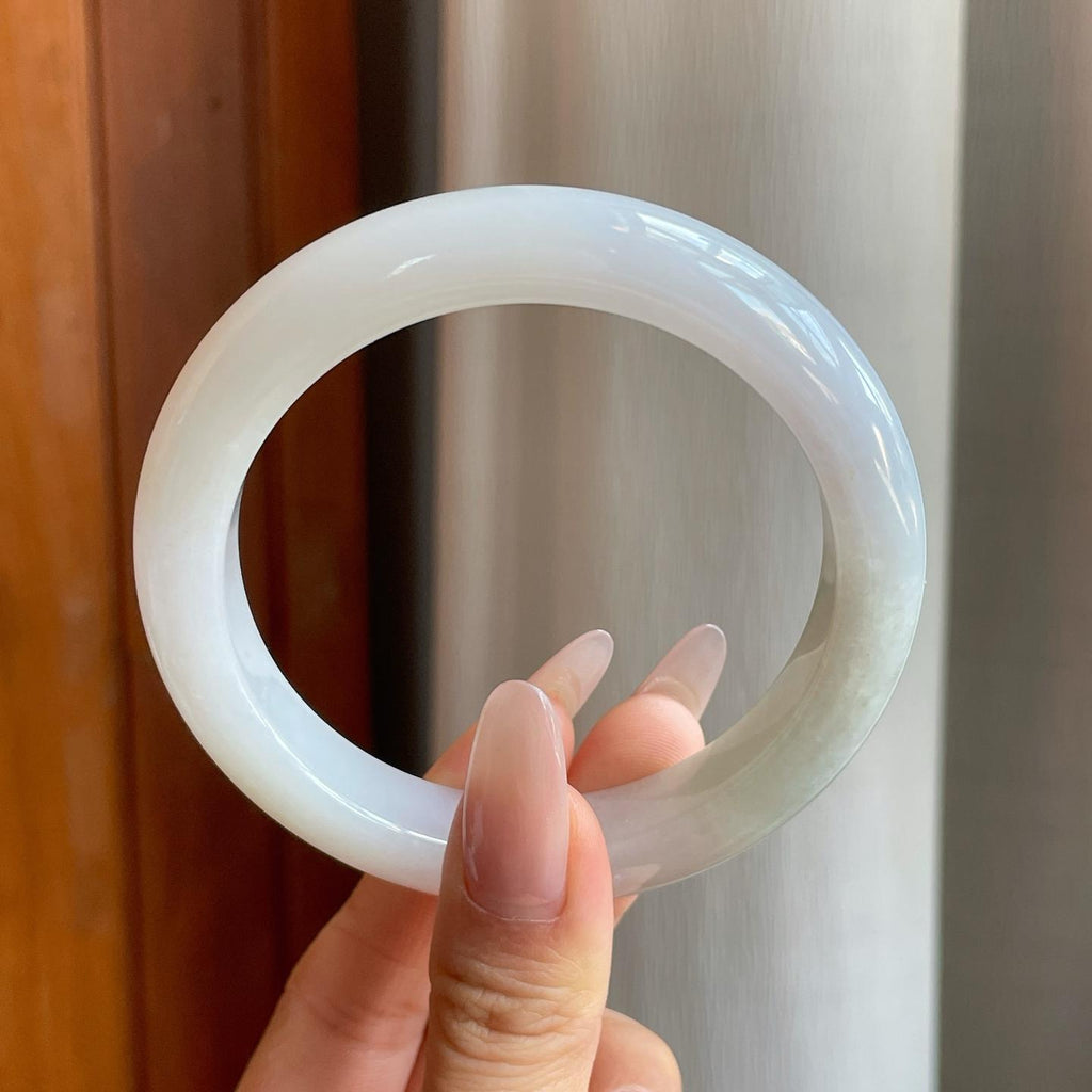 糯冰白月光翡翠平安镯（60.5mm）（yc283256）