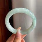 糯冰种淡底色翡翠平安镯（55mm）（yc217411）