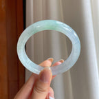 糯冰带色翡翠平安镯（56.5mm)（yc410286）