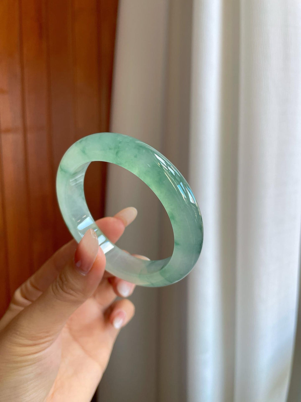 冰种飘花翡翠平安镯（54.8mm）（yc268248）