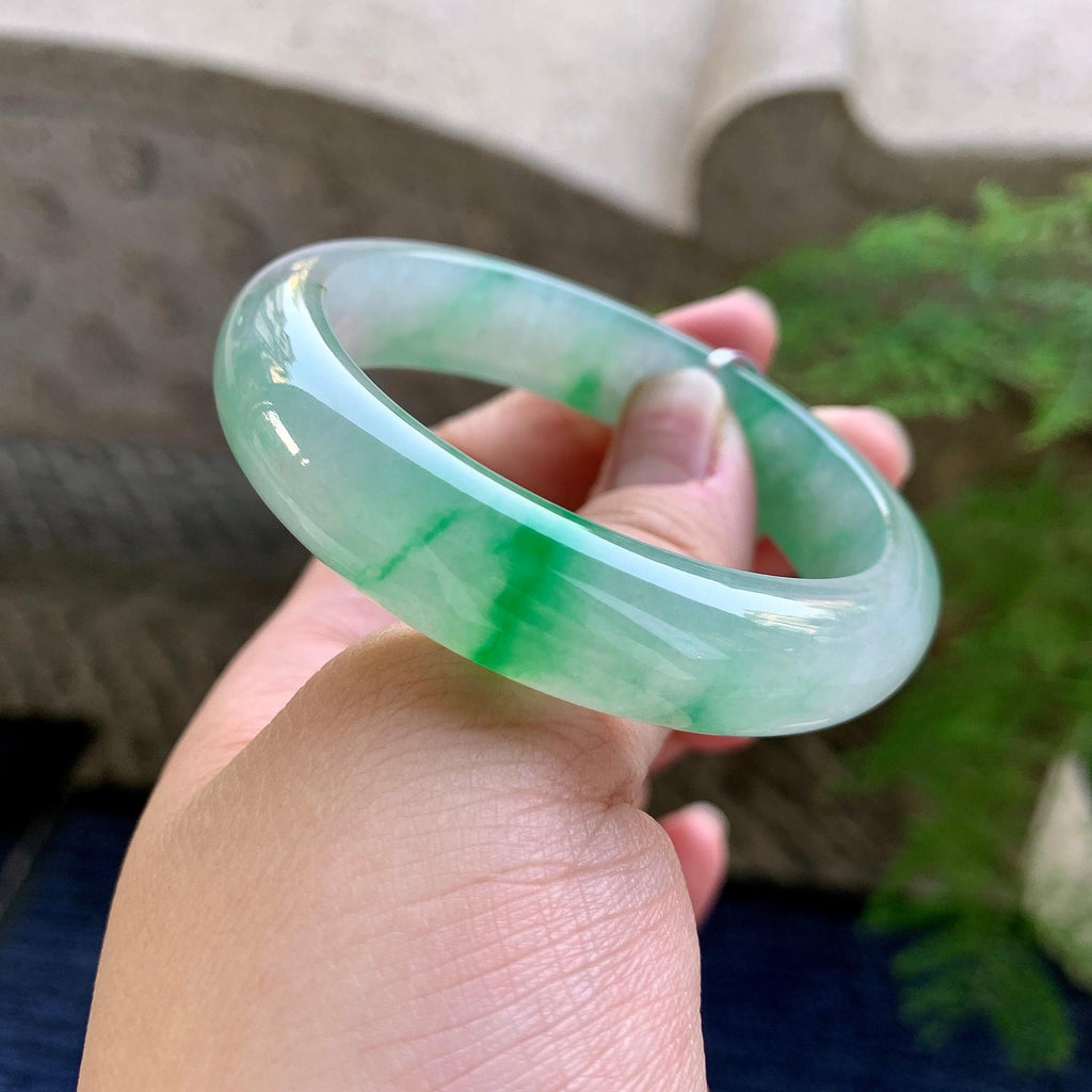糯冰种飘绿洒金平安镯（51.2mm）（yc249463）