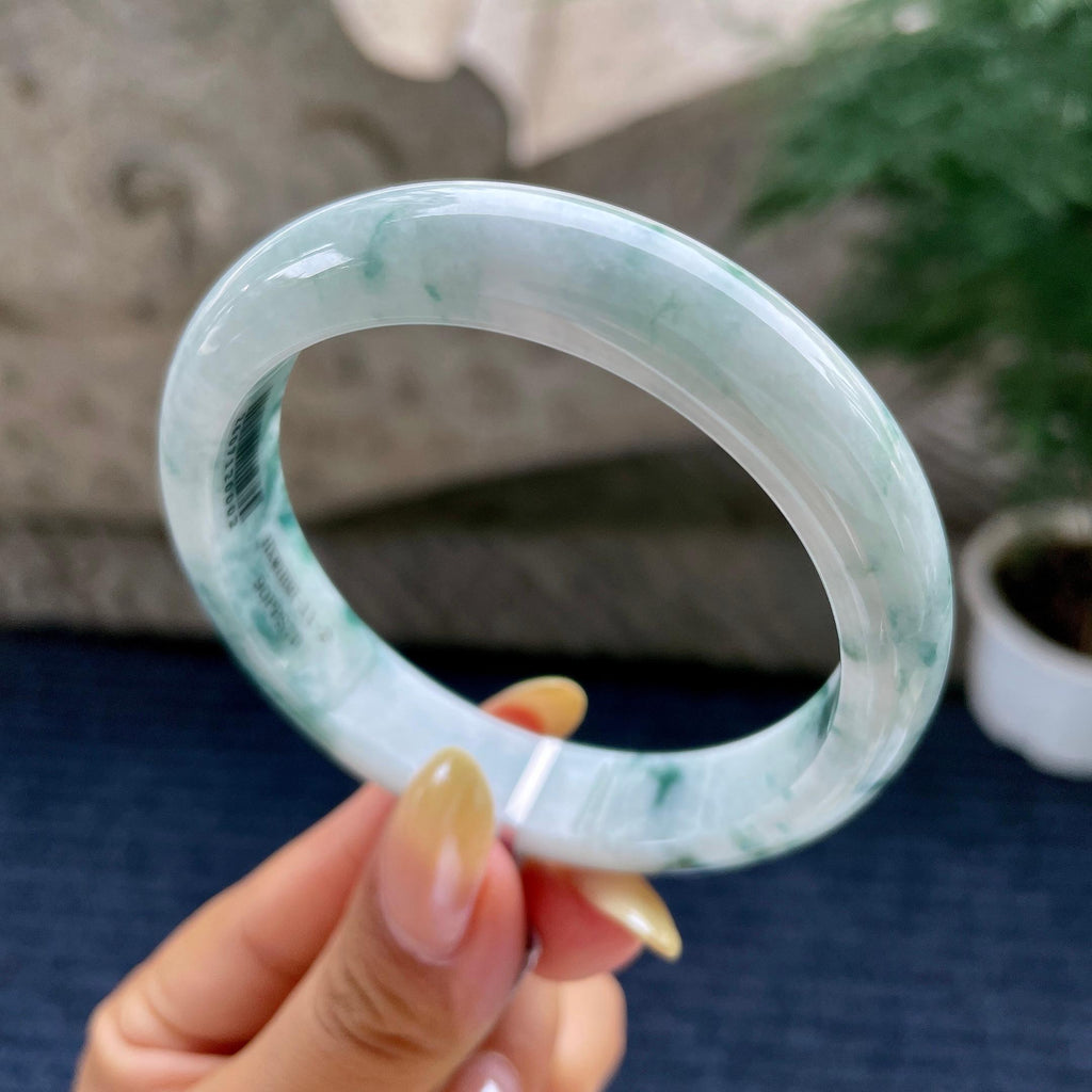细糯种飘花正圈平安镯57.8圈 天然缅甸A货翡翠（yc481921）