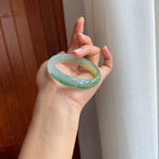 冰种黄加绿翡翠平安镯（56mm)（yc382843）