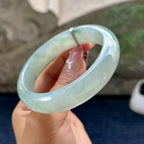 细糯种晴底飘花正圈平安镯56.8圈         天然缅甸A货翡翠（yc433754）