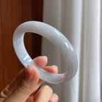 糯冰淡底色翡翠平安镯（57.6mm）（yc216052）