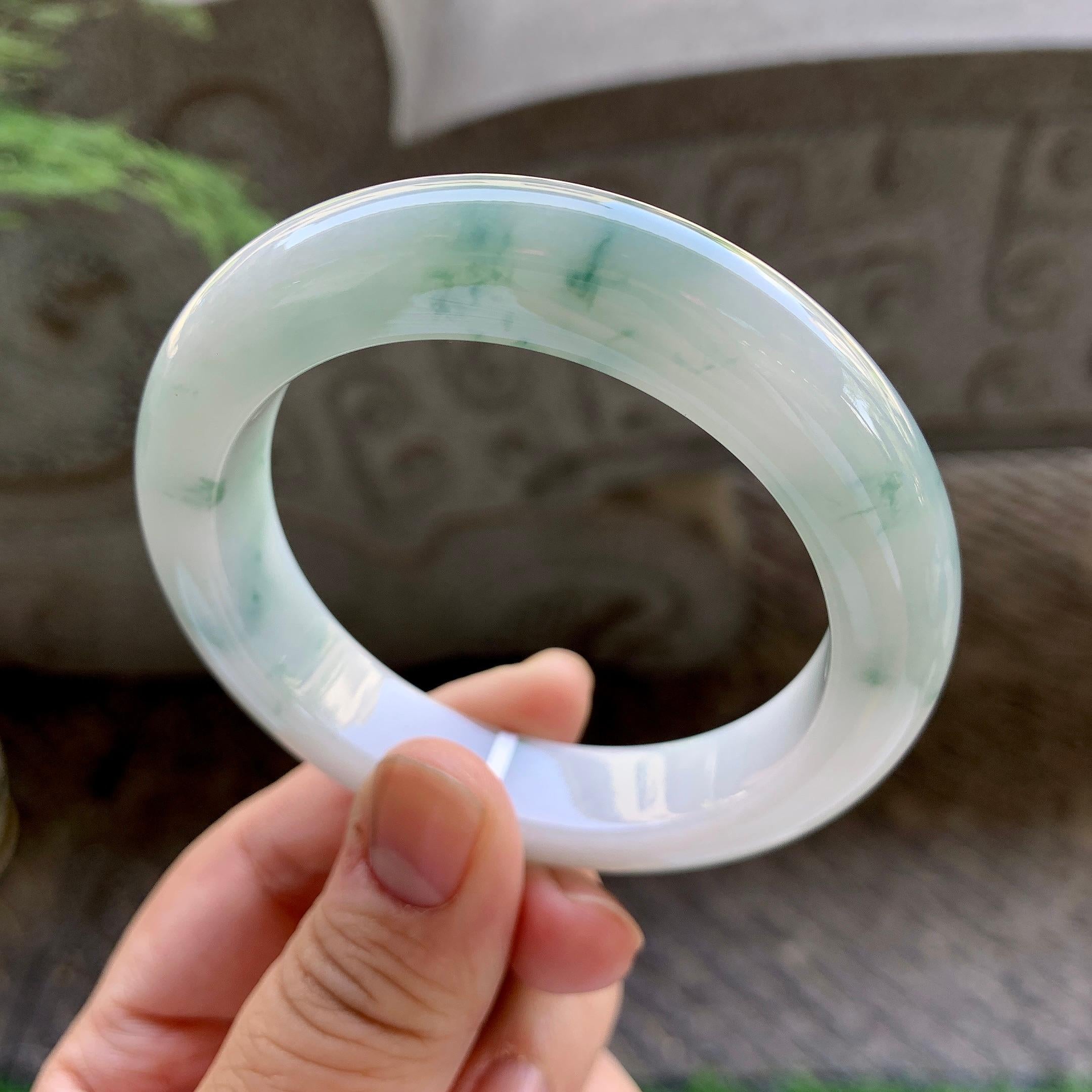 细糯种飘花平安镯（55.6mm）（yc199555）
