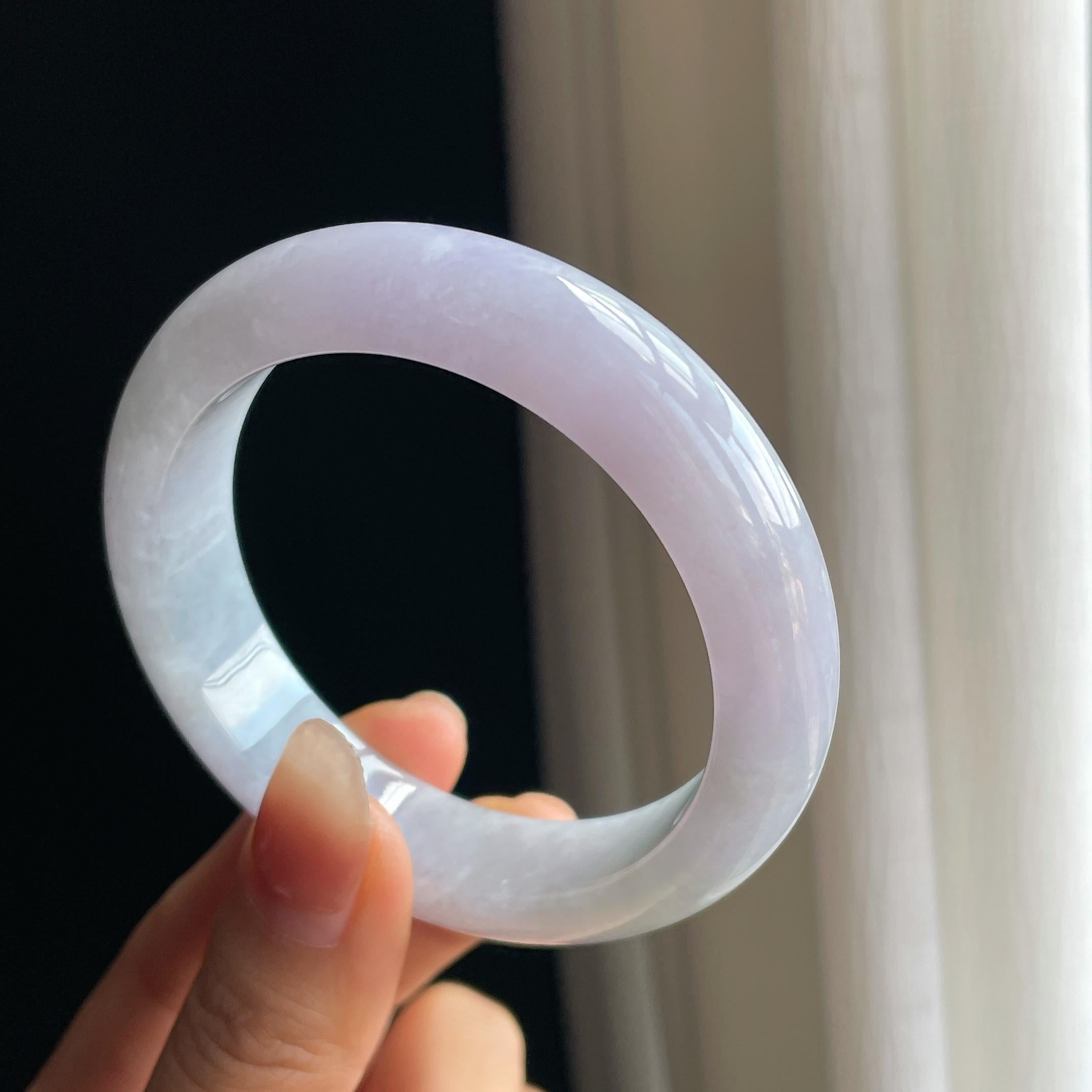 糯冰淡紫罗兰翡翠平安镯（55.8mm）（yc343930）