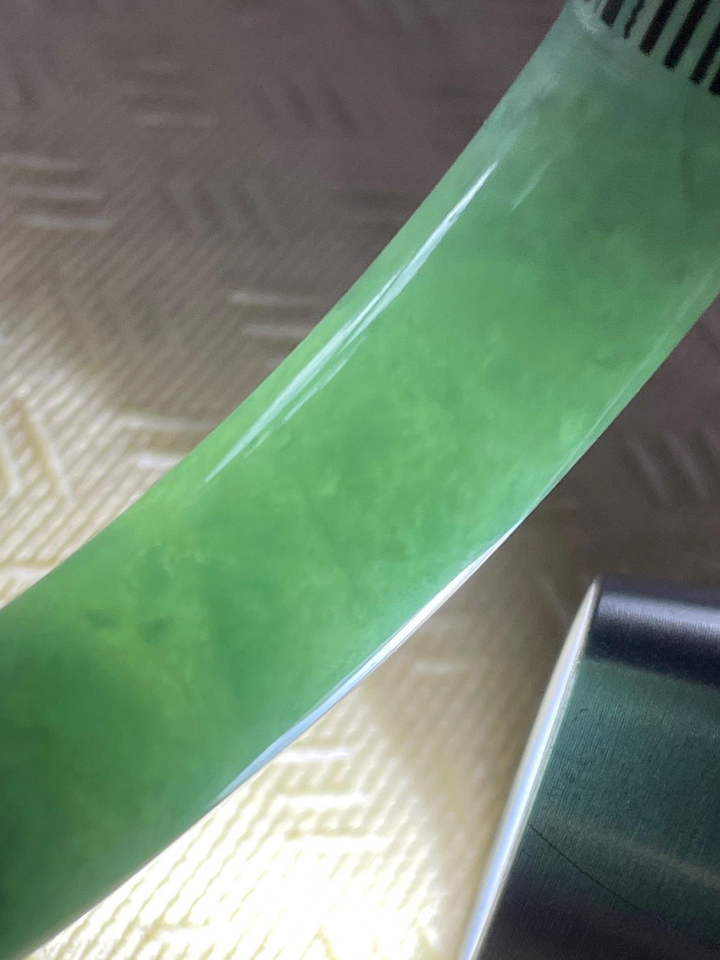 糯冰果绿圆条手镯 54圈 天然缅甸A货翡翠（yc532254）